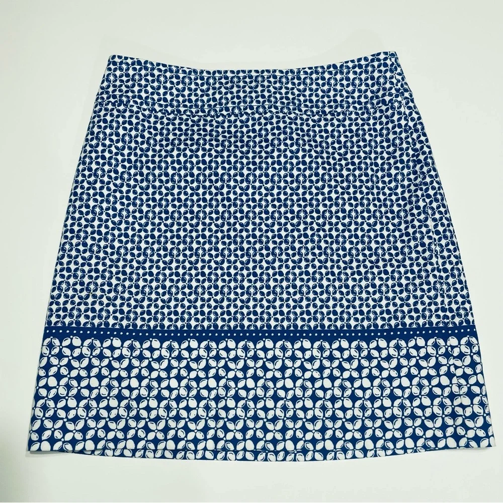 Talbots Blue and White Geometric Pencil Skirt, Size 4